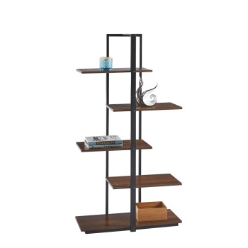 RACK OMNI FK18074.04 BLACK METAL FRAME-MELAMINE IN WALNUT 68x34.5x150.5Hcm.