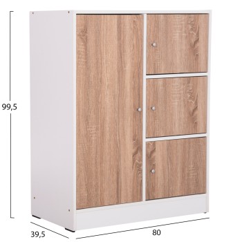 CABINET WITH 4 STORAGE SPACES MATIN FK2479.01 SONAMA OAK-WHITE MELAMINE 80x39,5x99,5Hcm.