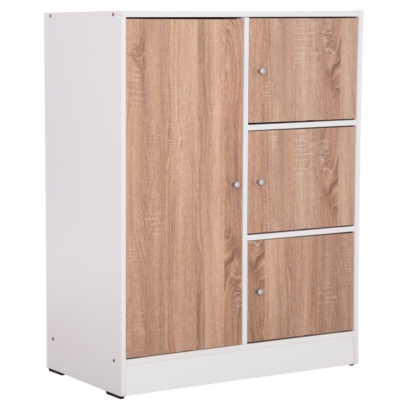 CABINET WITH 4 STORAGE SPACES MATIN FK2479.01 SONAMA OAK-WHITE MELAMINE 80x39,5x99,5Hcm. CABINET WITH 4 STORAGE SPACES MATIN FK2479.01 SONAMA OAK-WHITE MELAMINE 80x39,5x99,5Hcm.