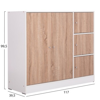 CABINET WITH 4 STORAGE SPACES MATIN FK2480.01 SONAMA OAK-WHITE MELAMINE 117x39,5x99,5Hcm.