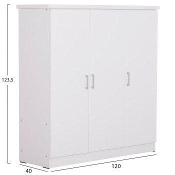 WARDROBE 3-LEAF WITH SHELVES FUENTO FK2482.02 MELAMINE IN WHITE 120-116x40x123.5Hcm WARDROBE 3-LEAF WITH SHELVES FUENTO FK2482.02 MELAMINE IN WHITE 120-116x40x123.5Hcm