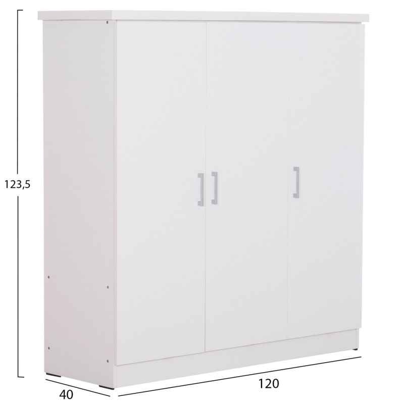 WARDROBE 3-LEAF WITH SHELVES FUENTO FK2482.02 MELAMINE IN WHITE 120-116x40x123.5Hcm WARDROBE 3-LEAF WITH SHELVES FUENTO FK2482.02 MELAMINE IN WHITE 120-116x40x123.5Hcm