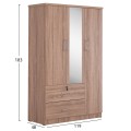 WARDROBE WITH MIRROR & SHELVES JARRY FK2485.11 MELAMINE IN SONAMA OAK 119x48x183Hcm. WARDROBE WITH MIRROR & SHELVES JARRY FK2485.11 MELAMINE IN SONAMA OAK 119x48x183Hcm.