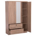 WARDROBE WITH MIRROR & SHELVES JARRY FK2485.11 MELAMINE IN SONAMA OAK 119x48x183Hcm. WARDROBE WITH MIRROR & SHELVES JARRY FK2485.11 MELAMINE IN SONAMA OAK 119x48x183Hcm.