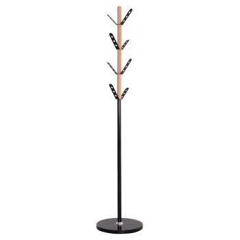 COAT HANGER BILLY FK18075.01 BEECH WOOD-BLACK METAL-BASE WITH WOOD Φ37.5X180Hcm.