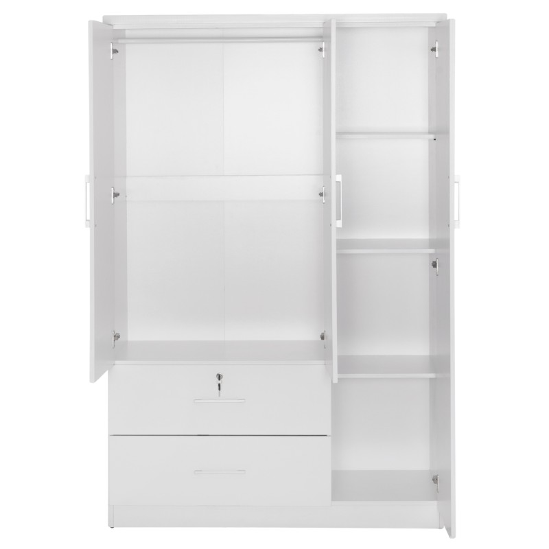 WARDROBE WITH MIRROR & SHELVES JARRY FK2485.01 MELAMINE IN WHITE 119x48x183Hcm. WARDROBE WITH MIRROR & SHELVES JARRY FK2485.01 MELAMINE IN WHITE 119x48x183Hcm.