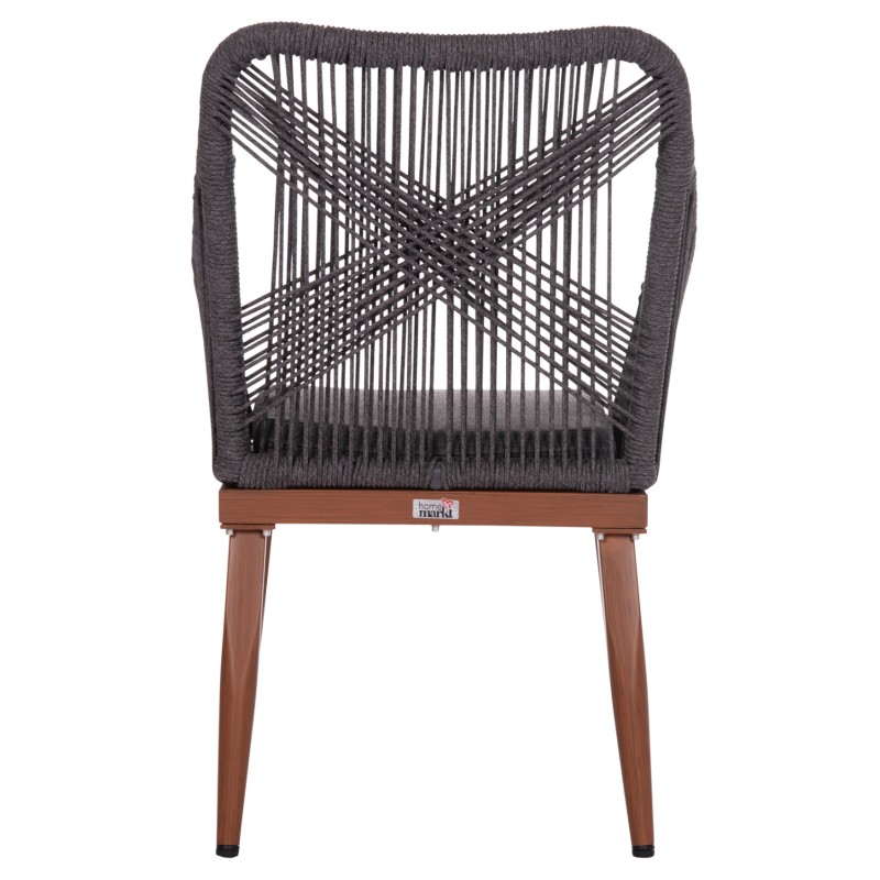 ALUMINUM ARMCHAIR MYRTIA FK5549.11 GREY ROPE - WALNUT COLORED LEGS 60x64x88Hcm ALUMINUM ARMCHAIR MYRTIA FK5549.11 GREY ROPE - WALNUT COLORED LEGS 60x64x88Hcm