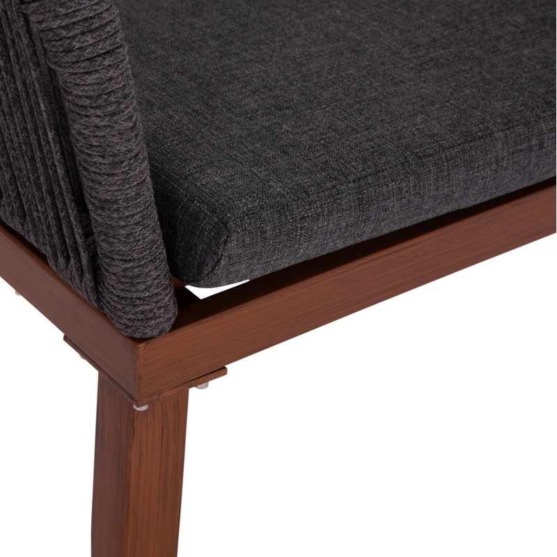 ALUMINUM ARMCHAIR MYRTIA FK5549.11 GREY ROPE - WALNUT COLORED LEGS 60x64x88Hcm ALUMINUM ARMCHAIR MYRTIA FK5549.11 GREY ROPE - WALNUT COLORED LEGS 60x64x88Hcm