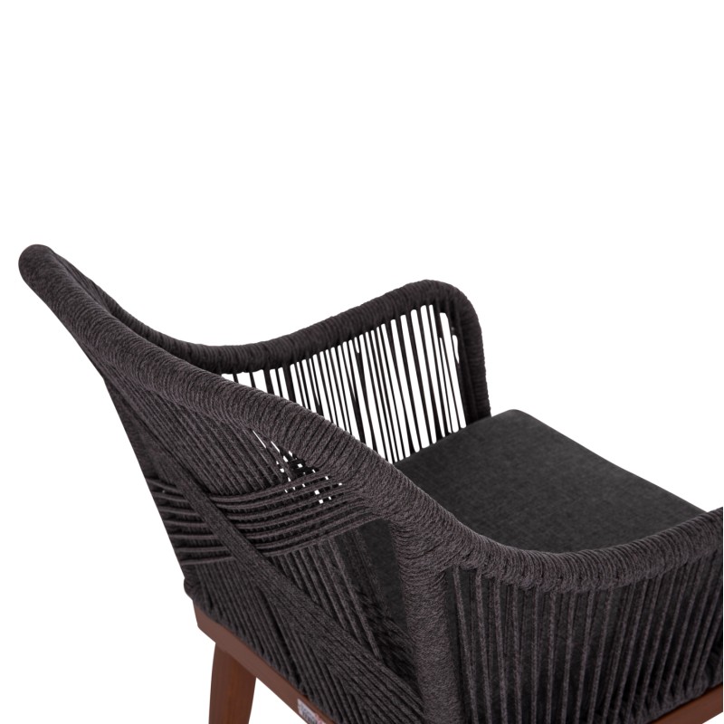 ALUMINUM ARMCHAIR MYRTIA FK5549.11 GREY ROPE - WALNUT COLORED LEGS 60x64x88Hcm ALUMINUM ARMCHAIR MYRTIA FK5549.11 GREY ROPE - WALNUT COLORED LEGS 60x64x88Hcm