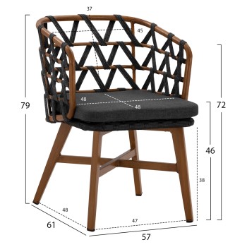 ALUMINUM ARMCHAIR RICKO FK5782.11 WITH WIDE GREY STRAPS 58x59x78 cm. ALUMINUM ARMCHAIR RICKO FK5782.11 WITH WIDE GREY STRAPS 58x59x78 cm.