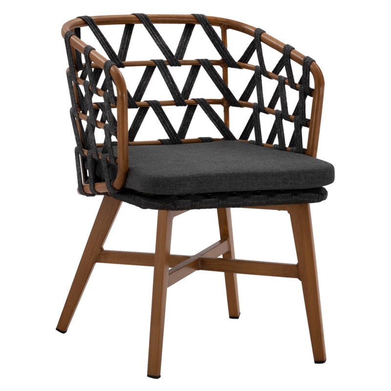 ALUMINUM ARMCHAIR RICKO FK5782.11 WITH WIDE GREY STRAPS 58x59x78 cm. ALUMINUM ARMCHAIR RICKO FK5782.11 WITH WIDE GREY STRAPS 58x59x78 cm.