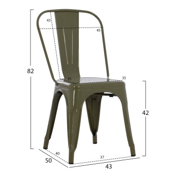 DINING CHAIR MELITA-PRO FK8641.43 METAL IN DARK OLIVE GREEN 44x47x84.5Hcm.