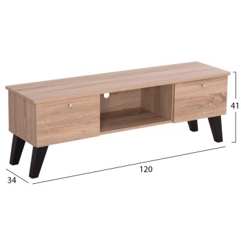 TV FURNITURE IREN FK2481.01 MELAMINE IN SONAMA OAK-BLACK 120x32,5-34x41Hcm.