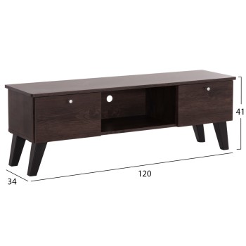 TV FURNITURE IREN FK2481.02 MELAMINE IN WALNUT-BLACK 120x32,5-34x41Hcm. TV FURNITURE IREN FK2481.02 MELAMINE IN WALNUT-BLACK 120x32,5-34x41Hcm.