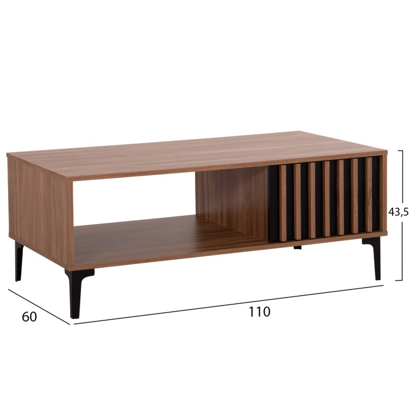 COFFEE TABLE SERIES HARRY FK18007.01 MELAMINE IN NATURAL WOOD COLOR & BLACK 110x60x43,5Hcm.