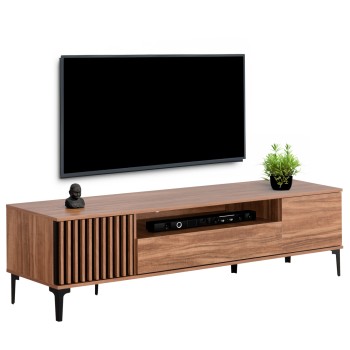 TV FURNITURE SERIES HARRY FK18008.01 MELAMINE IN NATURAL WOOD COLOR AND BLACK 200x40x47,5Hcm.