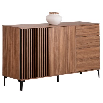SIDEBOARD SERIES HARRY FK18006.01 MELAMINE IN NATURAL WOOD COLOR AND BLACK 180x40x92Hcm.