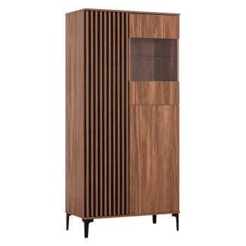 DISPLAY CABINET SERIES HARRY FK18011.01 MELAMINE IN NATURAL WOOD COLOR-BLACK 90x40x185Hcm.