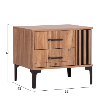 NIGHTSTAND SERIES HARRY FK2487.01 MELAMINE IN NATURAL WOOD COLOR-BLACK 55x43x48Hcm. NIGHTSTAND SERIES HARRY FK2487.01 MELAMINE IN NATURAL WOOD COLOR-BLACK 55x43x48Hcm.