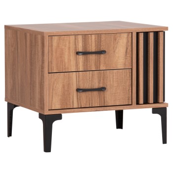 NIGHTSTAND SERIES HARRY FK2487.01 MELAMINE IN NATURAL WOOD COLOR-BLACK 55x43x48Hcm.