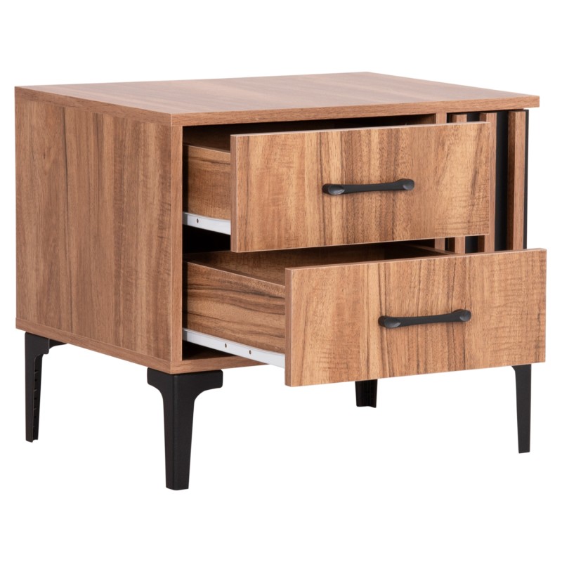 NIGHTSTAND SERIES HARRY FK2487.01 MELAMINE IN NATURAL WOOD COLOR-BLACK 55x43x48Hcm. NIGHTSTAND SERIES HARRY FK2487.01 MELAMINE IN NATURAL WOOD COLOR-BLACK 55x43x48Hcm.