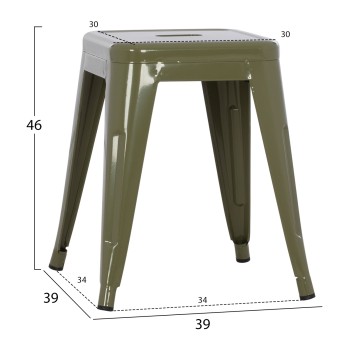 STOOL MELITA FK0096.43 METAL IN DARK OLIVE COLOR 37x37x45Hcm. STOOL MELITA FK0096.43 METAL IN DARK OLIVE COLOR 37x37x45Hcm.