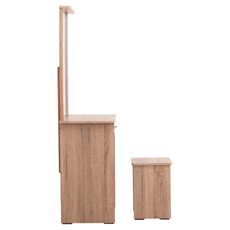 DRESSING TABLE WITH MIRROR & STOOL CRYSTEL FK9938.11 MELAMINE IN SONAMA OAK 74x39x155Hcm. DRESSING TABLE WITH MIRROR & STOOL CRYSTEL FK9938.11 MELAMINE IN SONAMA OAK 74x39x155Hcm.