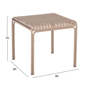 OUTDOOR SQUARE ALUMINUM TABLE RACHEL FK6338.04 CHAMPAGNE COLOR 80x80x76Hcm.