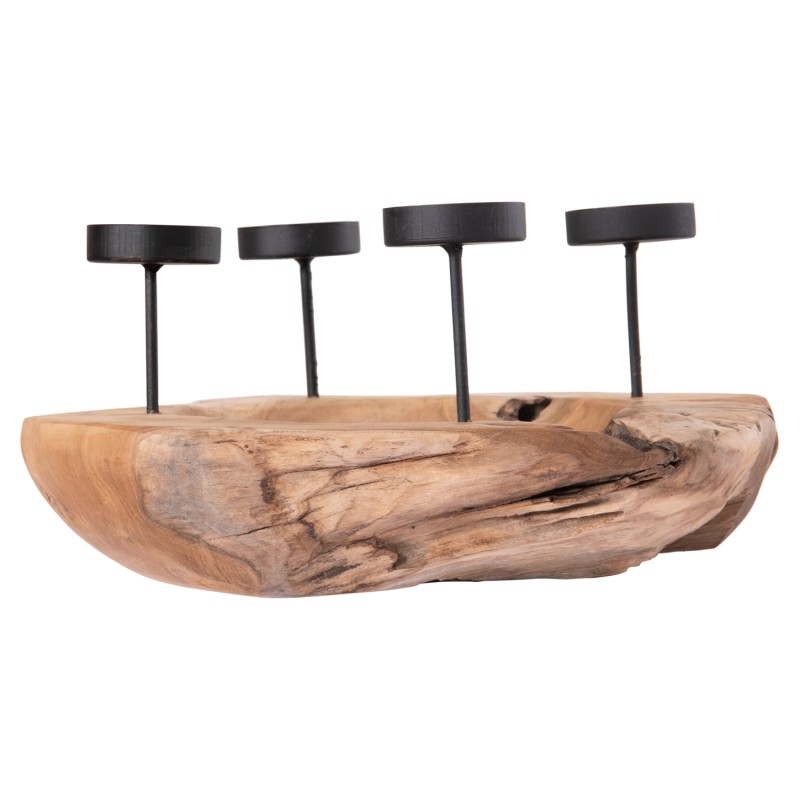 TABLE CANDLE HOLDER/BOWL FRAN FK4390 TEAK WOOD-METAL 30x30x7-15Hcm. TABLE CANDLE HOLDER/BOWL FRAN FK4390 TEAK WOOD-METAL 30x30x7-15Hcm.