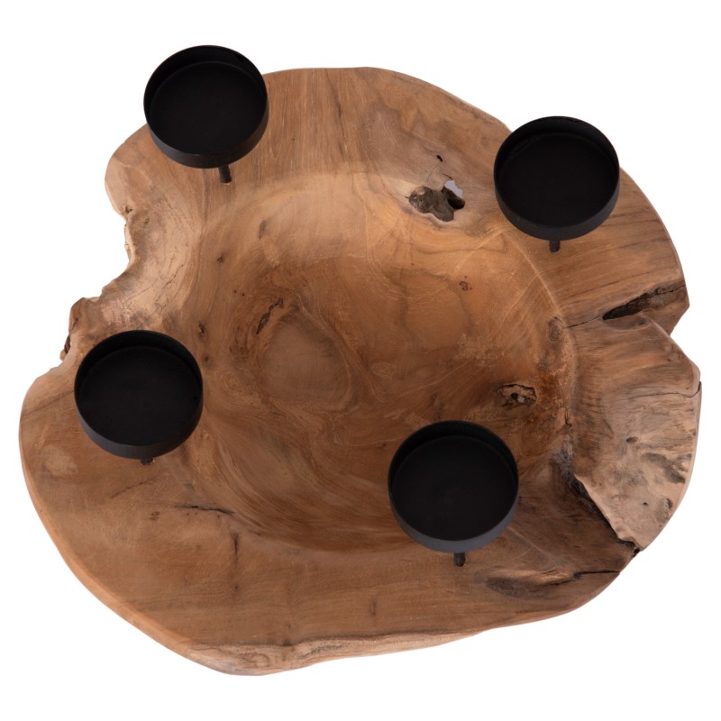 TABLE CANDLE HOLDER/BOWL FRAN FK4390 TEAK WOOD-METAL 30x30x7-15Hcm. TABLE CANDLE HOLDER/BOWL FRAN FK4390 TEAK WOOD-METAL 30x30x7-15Hcm.