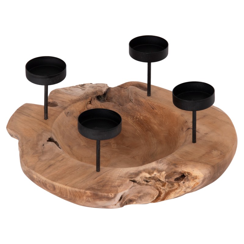 TABLE CANDLE HOLDER/BOWL FRAN FK4390 TEAK WOOD-METAL 30x30x7-15Hcm. TABLE CANDLE HOLDER/BOWL FRAN FK4390 TEAK WOOD-METAL 30x30x7-15Hcm.