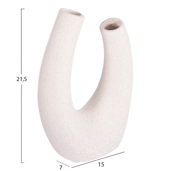 CERAMIC TABLE DECOR ELLIPTO FK4643.01 OFF WHITE WITH CRYSTALLIZATION 15x7x21,5Hcm.