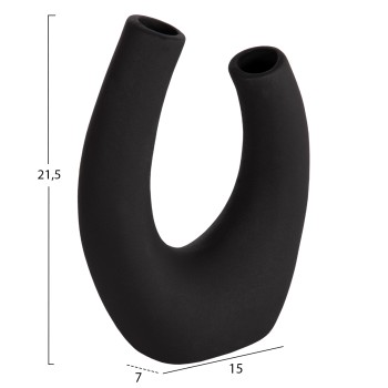 CERAMIC TABLE DECOR ELLIPTO FK4643.02 BLACK MATTE 15x7x21,5Hcm.