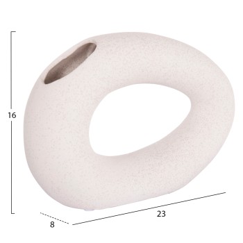 CERAMIC TABLE DECOR ELLIPTO FK4645.01 OFF WHITE WITH CRYSTALLIZATION 23x8x15.5Hcm.