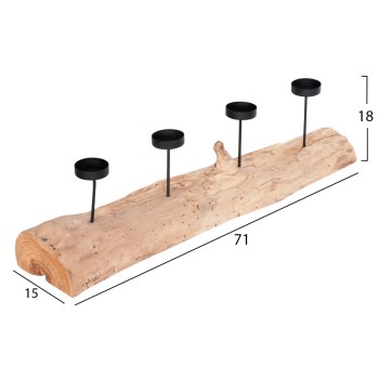 TABLE CANDLE HOLDER FRAN FK4391 TEAK WOOD-METAL 71x15x17Hcm. TABLE CANDLE HOLDER FRAN FK4391 TEAK WOOD-METAL 71x15x17Hcm.
