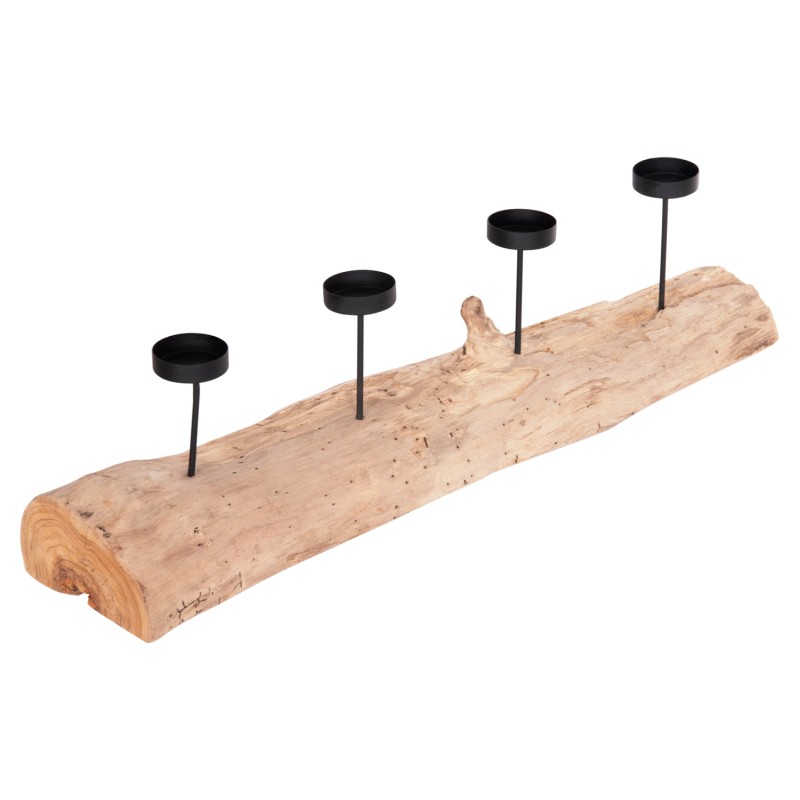 TABLE CANDLE HOLDER FRAN FK4391 TEAK WOOD-METAL 71x15x17Hcm. TABLE CANDLE HOLDER FRAN FK4391 TEAK WOOD-METAL 71x15x17Hcm.