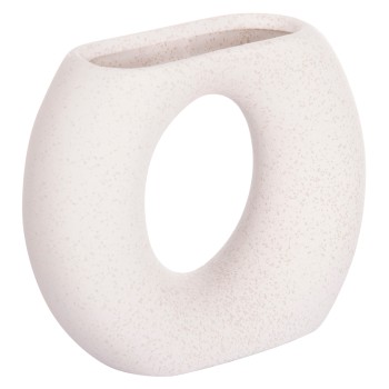 CERAMIC TABLE DECOR ELLIPTO FK4646.01 OFF WHITE WITH CRYSTALLIZATION 18x6.5x14Hcm.