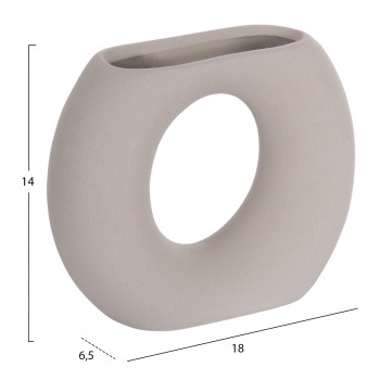 CERAMIC TABLE DECOR ELLIPTO FK4646.03 MATTE GREY 18x6.5x14Hcm.