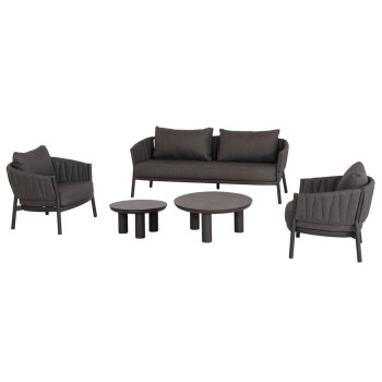 OUTDOOR LOUNGE SET 5PCS SHANKS FK6206.01 DARK GREY ALUMINUM-OLEFIN FABRIC-3D PRINT GLASS OUTDOOR LOUNGE SET 5PCS SHANKS FK6206.01 DARK GREY ALUMINUM-OLEFIN FABRIC-3D PRINT GLASS