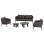 OUTDOOR LOUNGE SET 5PCS SHANKS FK6206.01 DARK GREY ALUMINUM-OLEFIN FABRIC-3D PRINT GLASS