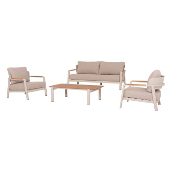 OUTDOOR LOUNGE SET 4PCS ELARA FK6195.05 BEIGE ALUMINUM-BEIGE OLEFIN-TEAK WOOD