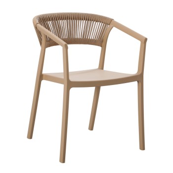 ARMCHAIR POLYPROPYLENE BOGI FK6240.03 CAPPUCCINO WITH BEIGE PP ROPE 55x53.5x74Hcm.