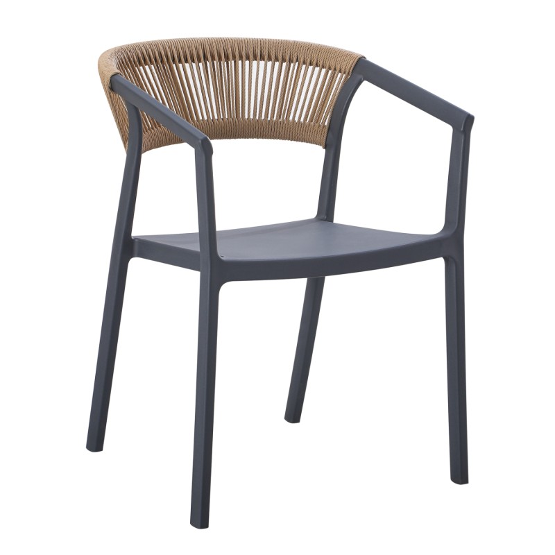 ARMCHAIR POLYPROPYLENE BOGI FK6240.10 GREY WITH BEIGE PP ROPE 55x53.5x74Hcm. ARMCHAIR POLYPROPYLENE BOGI FK6240.10 GREY WITH BEIGE PP ROPE 55x53.5x74Hcm.