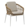 ALUMINUM ARMCHAIR GALDIN FK6272.02 WHITE & BEIGE-P.E.RATTAN NATURAL 61x65x82Hcm.