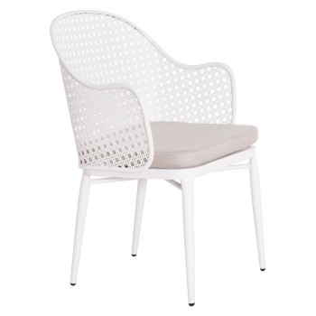 ALUMINUM ARMCHAIR OREGO FK6268.02 WHITE-CUSHION LIGHT GREY 56x59x81Hcm.