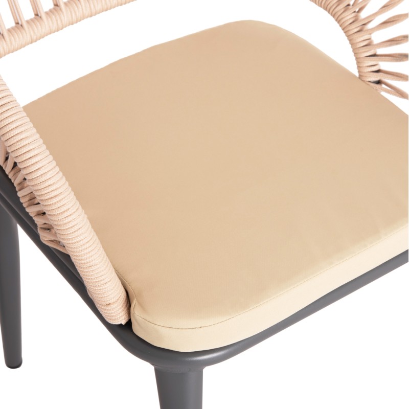 ALUMINUM ARMCHAIR MAGNET FK6287.01 DRAK GREY FRAME-P.E.ROPE IN BEIGE 59x61x81.5Hcm. ALUMINUM ARMCHAIR MAGNET FK6287.01 DRAK GREY FRAME-P.E.ROPE IN BEIGE 59x61x81.5Hcm.