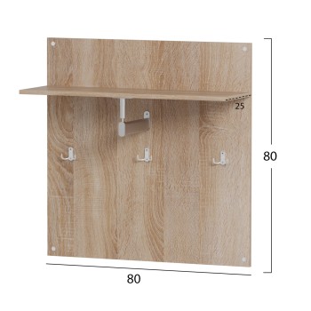 COAT HANGER WITH SHELF FK4361 MELAMINE IN SONAMA COLOR 80x80x25(shelf depth)cm.