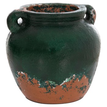 DECORATIVE VASE FK4380 TERRACOTTA IN ANTIQUE GREEN COLORING Φ26Χ26Hcm.