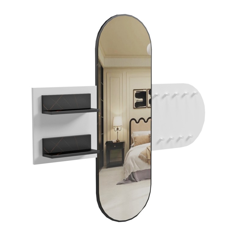 ENTRANCE FURNITURE WITH MIRROR CHERYL ΗΜ9049.11 MELAMINE WHITE-BLACK MARBLE 125x40x120Hcm. ENTRANCE FURNITURE WITH MIRROR CHERYL ΗΜ9049.11 MELAMINE WHITE-BLACK MARBLE 125x40x120Hcm.
