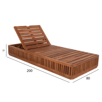 SUNLOUNGER WITHOUT CUSHIONS VERNON FK6331 TEAK WOOD IN NATURAL 200x80x25Hcm. SUNLOUNGER WITHOUT CUSHIONS VERNON FK6331 TEAK WOOD IN NATURAL 200x80x25Hcm.